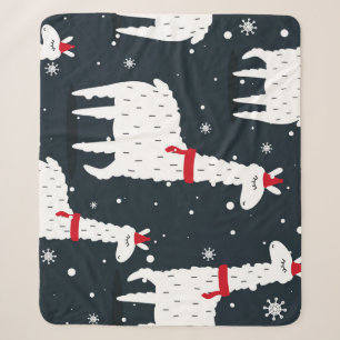 Colourful Llamas: Snowy Animal Seamless. Sherpa Blanket