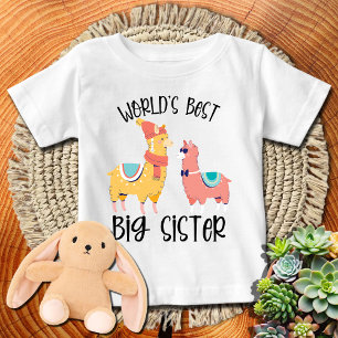 Colourful Llamas World's Best Big Sister Baby T-Shirt