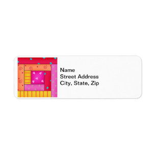 Colourful Log Cabin Patchwork Quilt Block Art