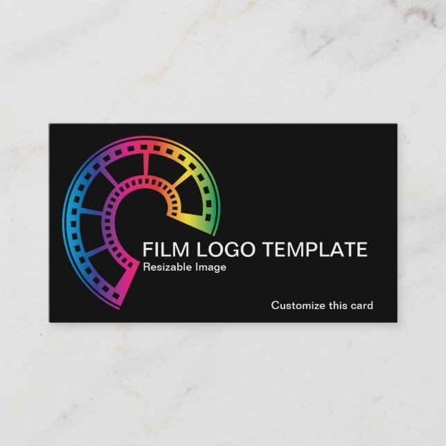 Colourful Logo Simple Media Film Strip  Business Card (Front)