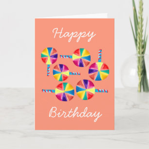 Colourful lollipops pattern card