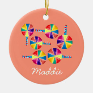 Colourful lollipops pattern ceramic tree decoration
