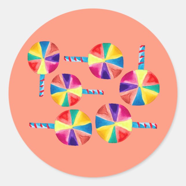 Colourful lollipops pattern classic round sticker (Front)