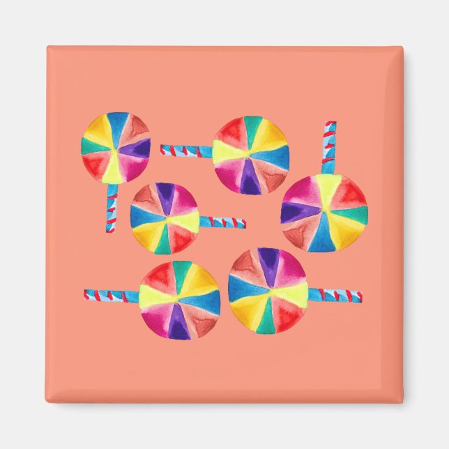 Colourful lollipops pattern magnet (Front)