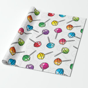 Colourful lollipops pattern wrapping paper