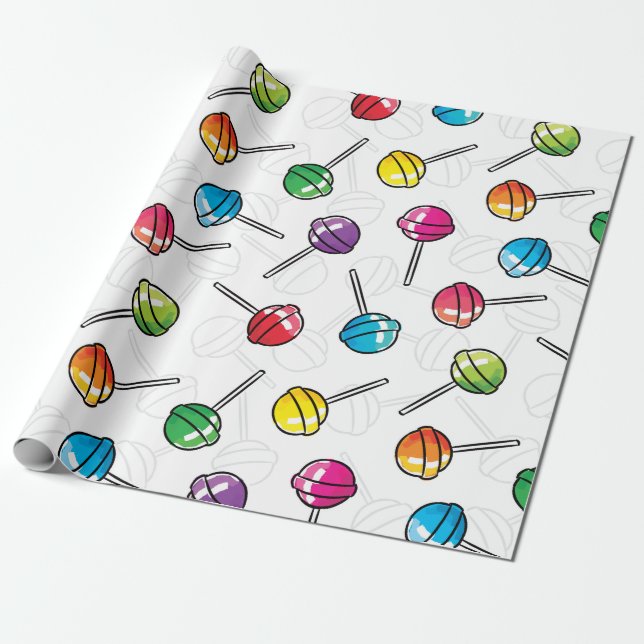 Colourful lollipops pattern wrapping paper (Unrolled)