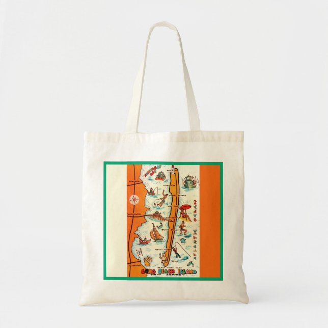 Colourful Long Beach Island Map  Tote Bag (Front)