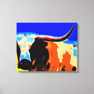 Colourful Longhorn Canvas Print