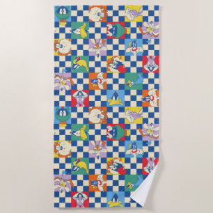 Colourful LOONEY TUNES™ Chequered Toss Pattern Beach Towel