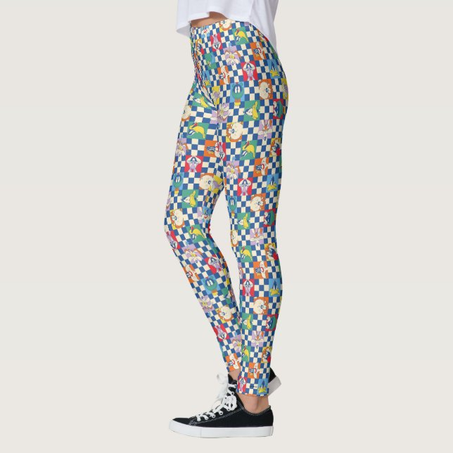 Colourful LOONEY TUNES™ Chequered Toss Pattern Leggings (Left)