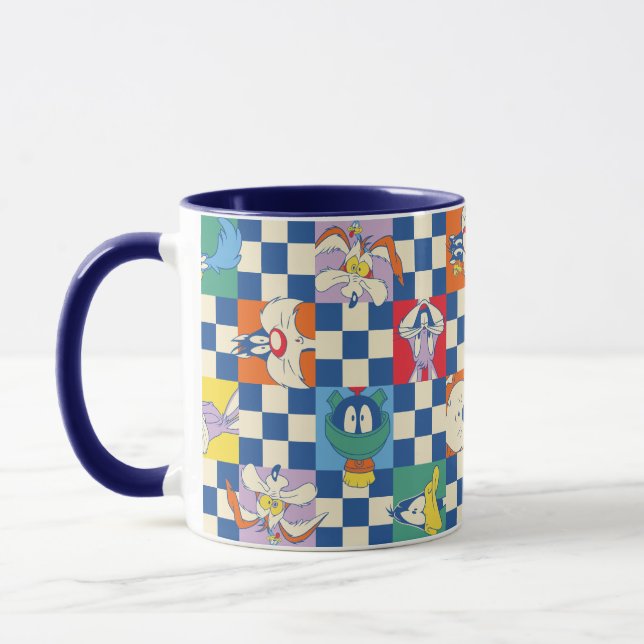 Colourful LOONEY TUNES™ Chequered Toss Pattern Mug (Left)