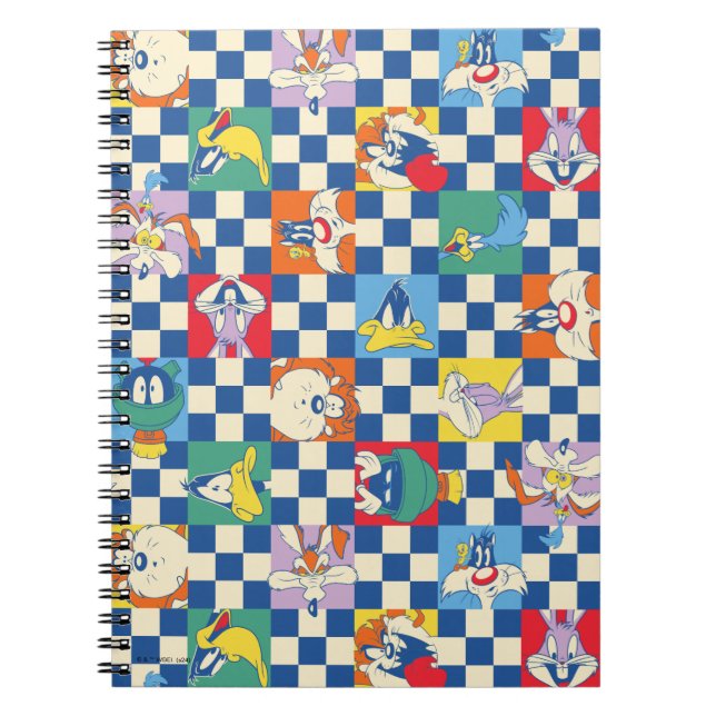 Colourful LOONEY TUNES™ Chequered Toss Pattern Notebook (Front)