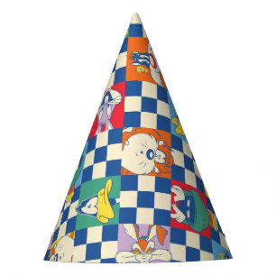 Colourful LOONEY TUNES™ Chequered Toss Pattern Party Hat