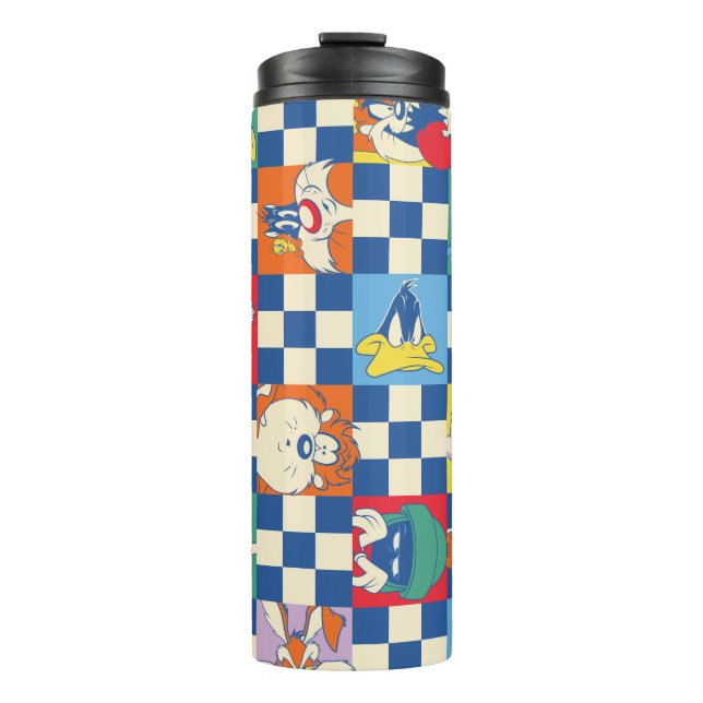 Colourful LOONEY TUNES™ Chequered Toss Pattern Thermal Tumbler (Front)