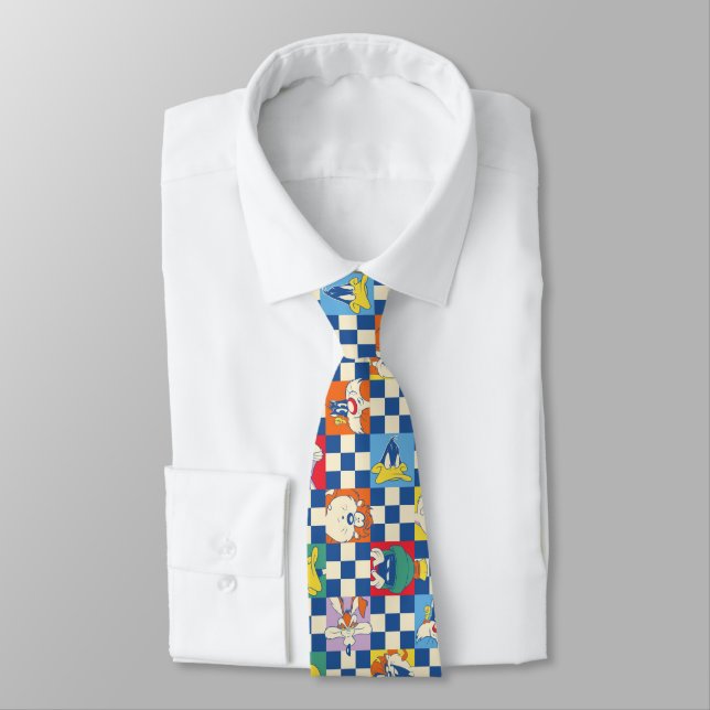 Colourful LOONEY TUNES™ Chequered Toss Pattern Tie (Tied)