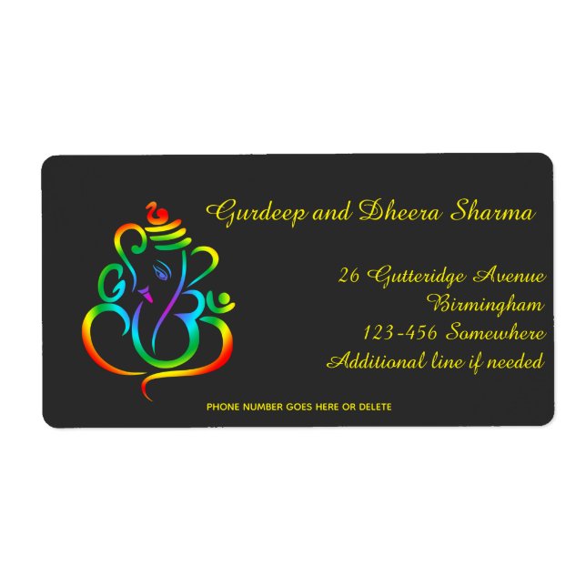 Colourful Lord Ganesha on black (Front)