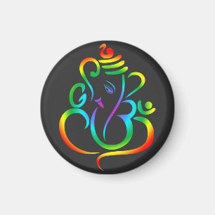 Colourful Lord Ganesha on black Magnet