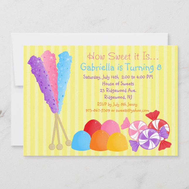 Colourful Lots of Candy Kids Birthday Invitation (Front)