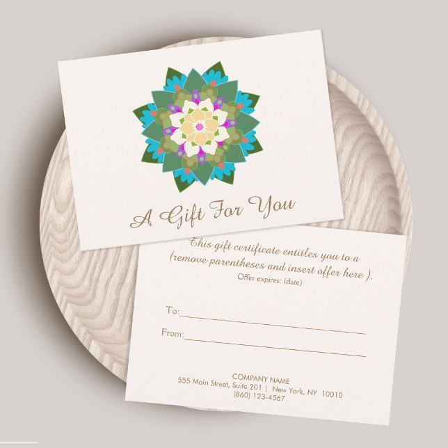 Colourful Lotus Floral Mandala Gift Certificate (Creator Uploaded)