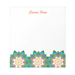 Colourful Lotus Floral Personalised Notepad