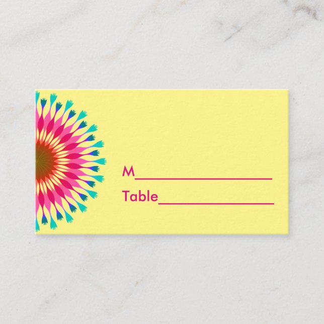 Colourful Lotus Floral Wedding Seating Plcecard Do Place Card (Front)