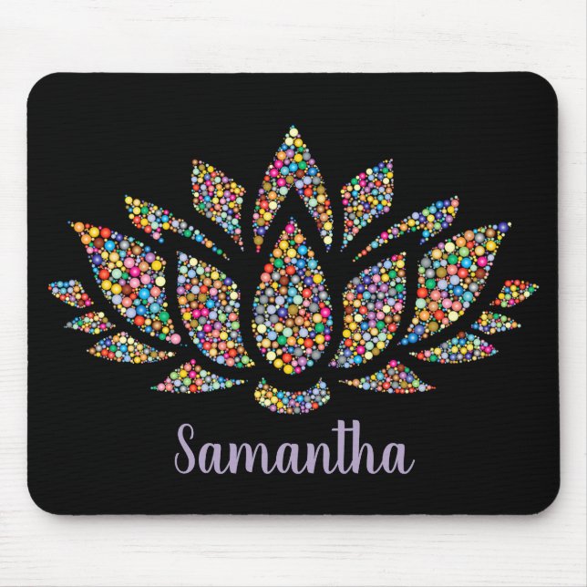 Colourful Lotus Flower Design Mousepad (Front)
