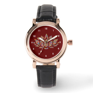 Colourful Lotus Flower Design Watch
