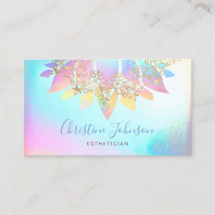 colourful lotus flower skincare FAUX iridescence Business Card