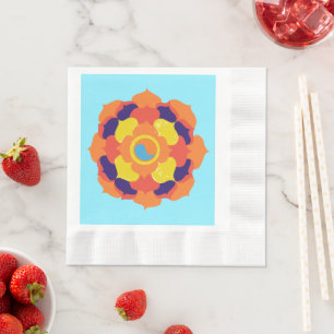 Colourful Lotus Flower Yin & Yang Mandala Napkin