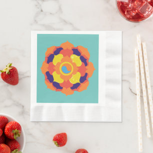 Colourful Lotus Flower Yin & Yang Mandala    Napkin