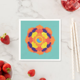 Colourful Lotus Flower Yin & Yang Mandala Napkin