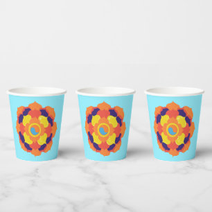Colourful Lotus Flower Yin & Yang Mandala Paper Cups