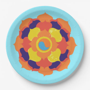 Colourful Lotus Flower Yin & Yang Mandala    Paper Plate