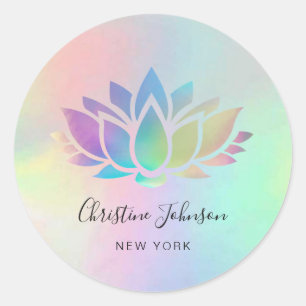 colourful lotus logo on pastel colours classic round sticker
