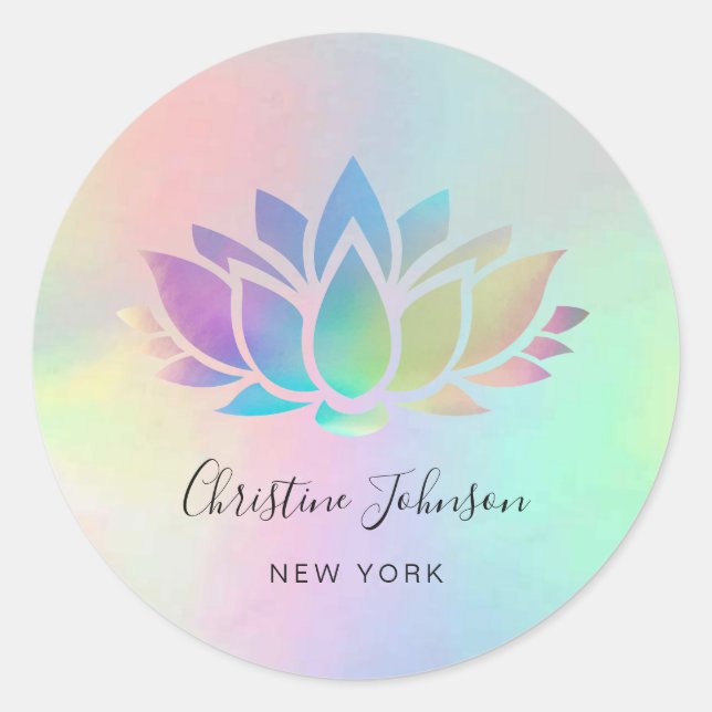 colourful lotus logo on pastel colours classic round sticker (Front)
