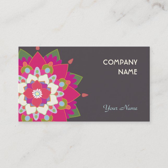 Colourful Lotus Mandala Health and Wellness Business Card (Front)