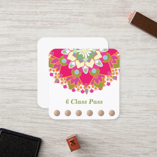 Colourful Lotus Yoga 6 Class Punch Loyalty (Front/Back In Situ)