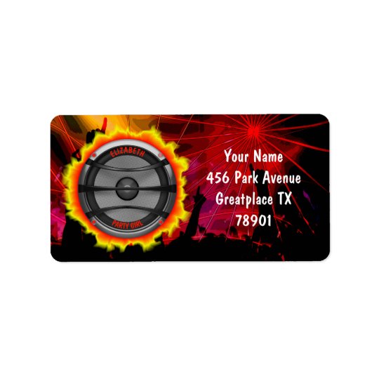 Colourful Loud Music Speaker Dancing Party Address Label