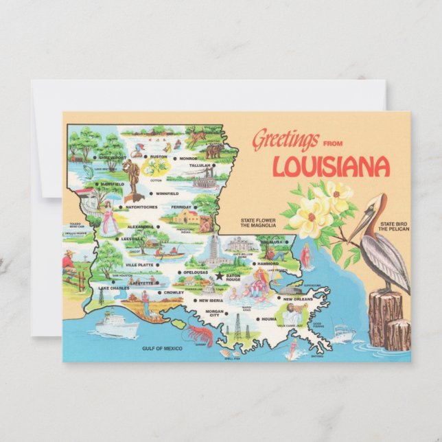 Colourful Louisiana Map Moving Announcement (Front)