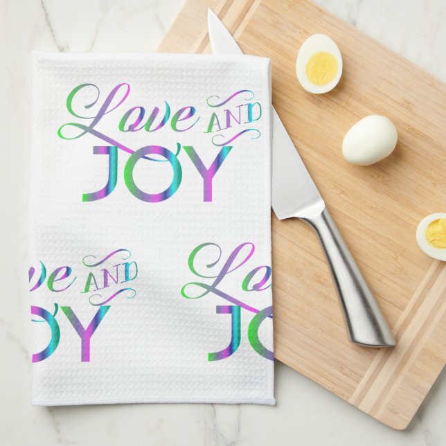 Colourful Love And Joy Tea Towel (Quarter Fold)