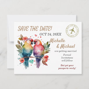 Colourful Love Birds, Save the Date  Card