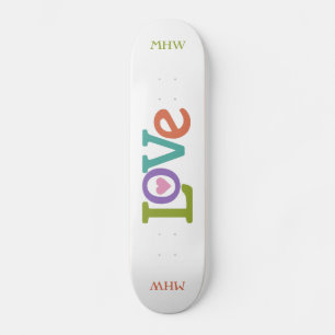Colourful Love custom monogram skateboards