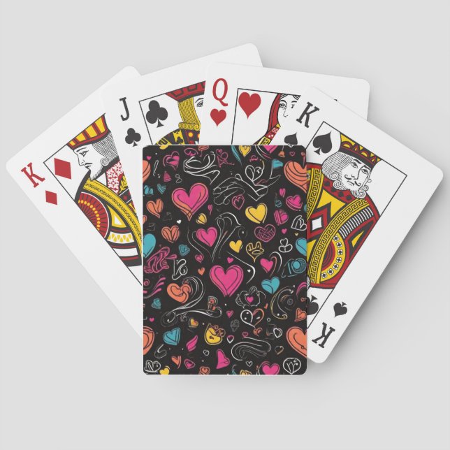 Colourful love expression line art playing cards (Back)