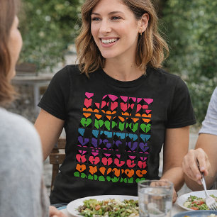Colourful Love Geometric Heart Pattern T-Shirt