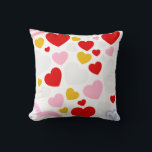 Colourful Love Heart Pattern Design pillows<br><div class="desc">A vibrant and cheerful heart pattern featuring red,  pink,  white,  yellow,  and pastel-coloured hearts scattered on a clean white background. Perfect for romantic gifts,  Valentine's Day,  wedding designs,  or couple-themed merchandise. This playful and modern design adds a touch of love and happiness to any product.</div>