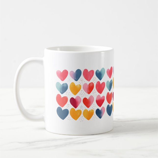 Colourful love hearts mug (Left)