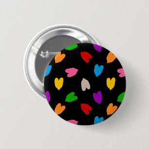 Colourful Love Hearts Pattern Design Black 6 Cm Round Badge