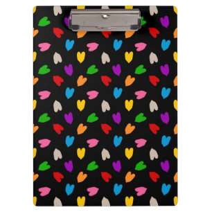 Colourful Love Hearts Pattern Design Black Clipboard