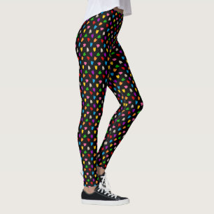 Colourful Love Hearts Pattern Design Black Leggings