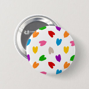 Colourful Love Hearts Pattern Design White 6 Cm Round Badge